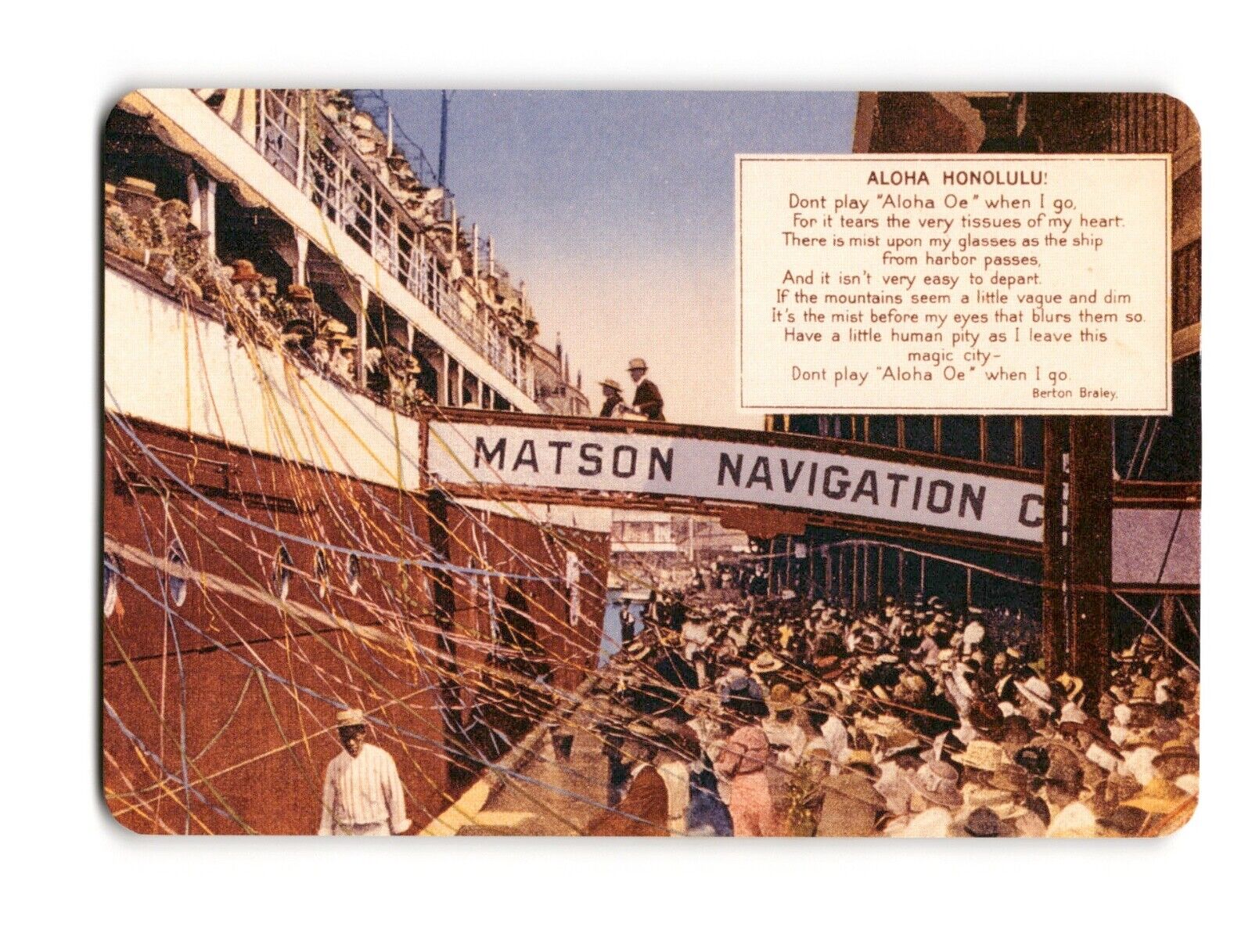 Vintage Style Matson Navigation Co. Hawaiian Postcard with Aloha Oe Poem © 2002