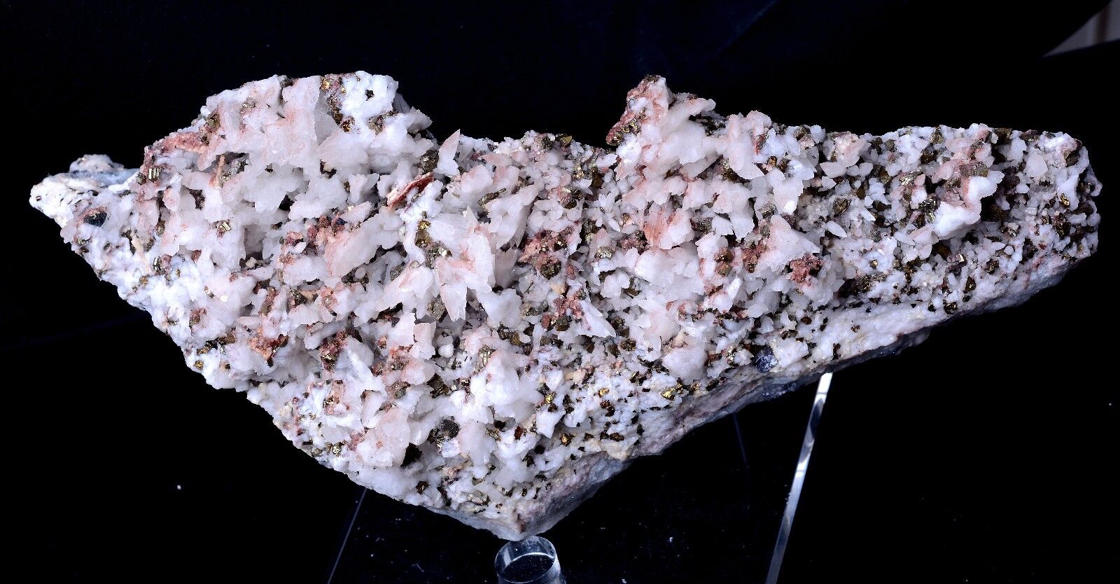 1485g BEAUTIFUL RARE RED DOUBLE SIDED CALCITE & PYRITE CRYSTAL MINERAL SPECIMEN