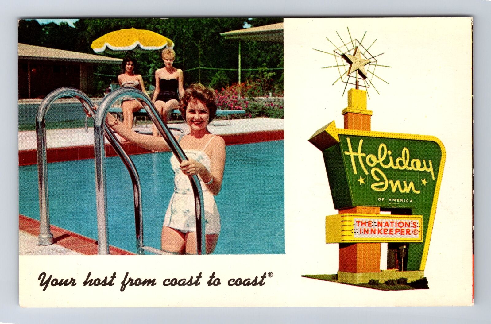 Tucumcari NM-New Mexico, Poolside at Holiday Inn, Advertising Vintage Postcard