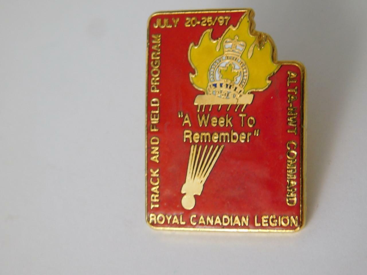 ROYAL CANADIAN LEGION PIN BUTTON 1997 TRACK AND FIELD PROGRAM ALTA NWT COMMAND