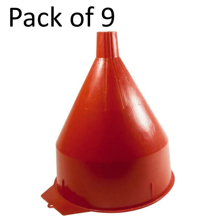 6 Qt Capacity Polyethylene Large Red Funnel (Pack of 9)