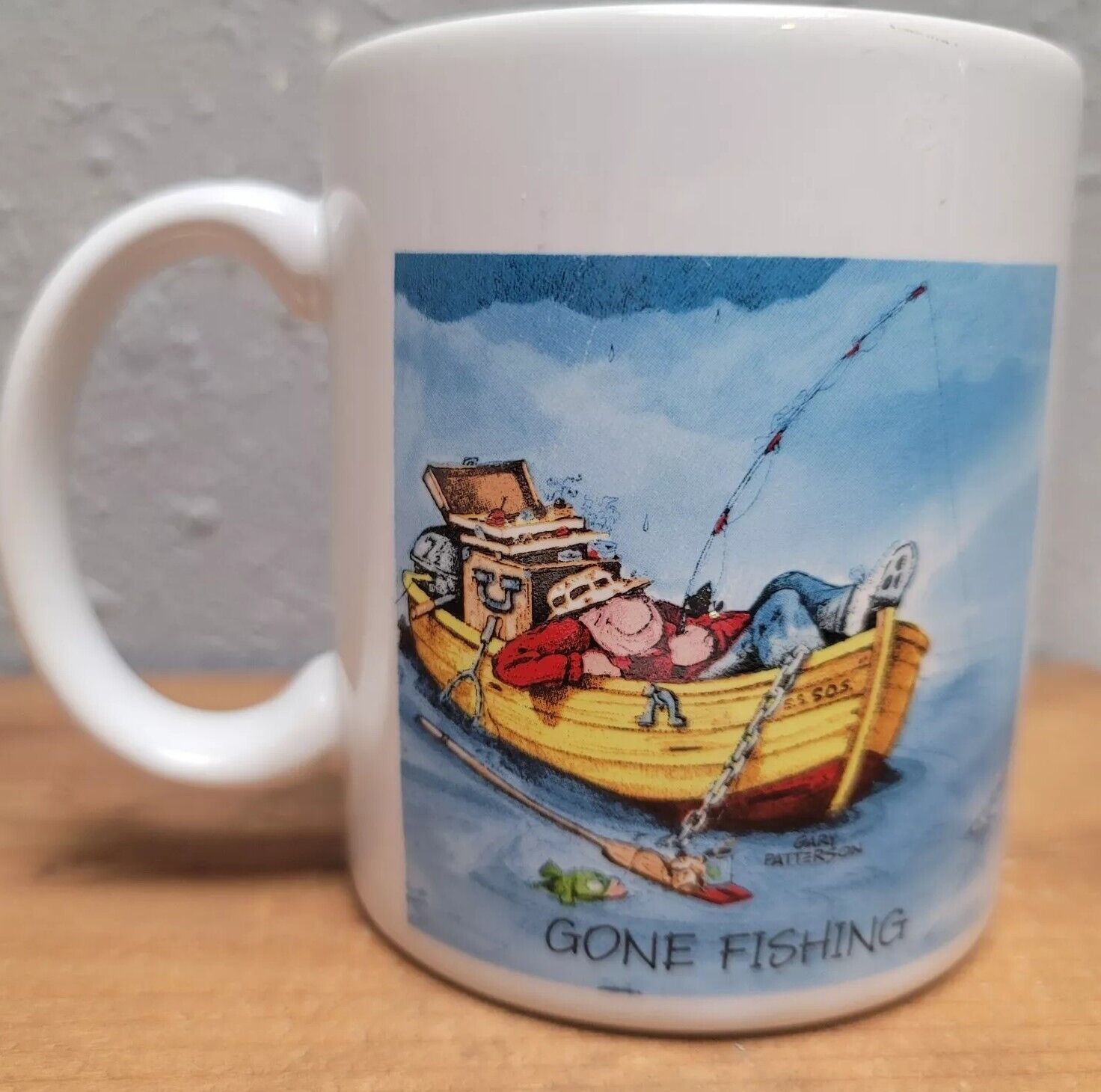 Gary Patterson Coffee Mug Gone Fishing Hallmark Vintage 