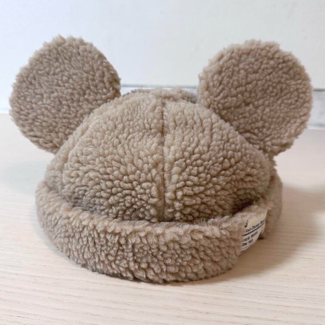 Tokyo Disney Resort Limited Mickey Mouse Ears Hat Cap Fluffy beige Japan