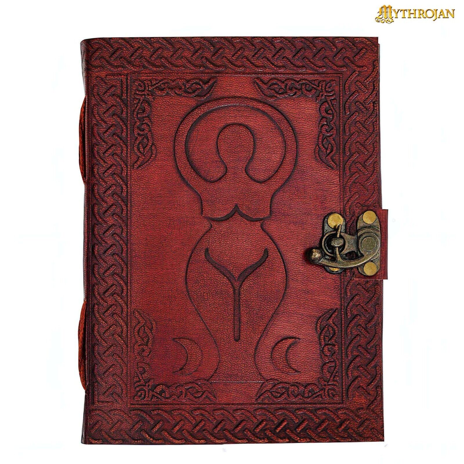 Medieval Leather Journal with Lockable Closure Diary Paper Notebook Book Brown
