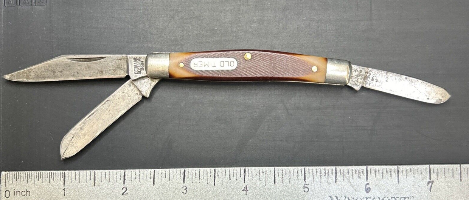 Vintage Schrade USA Old Timer 34OT Three Blade Folding Pocketknife Great Condt