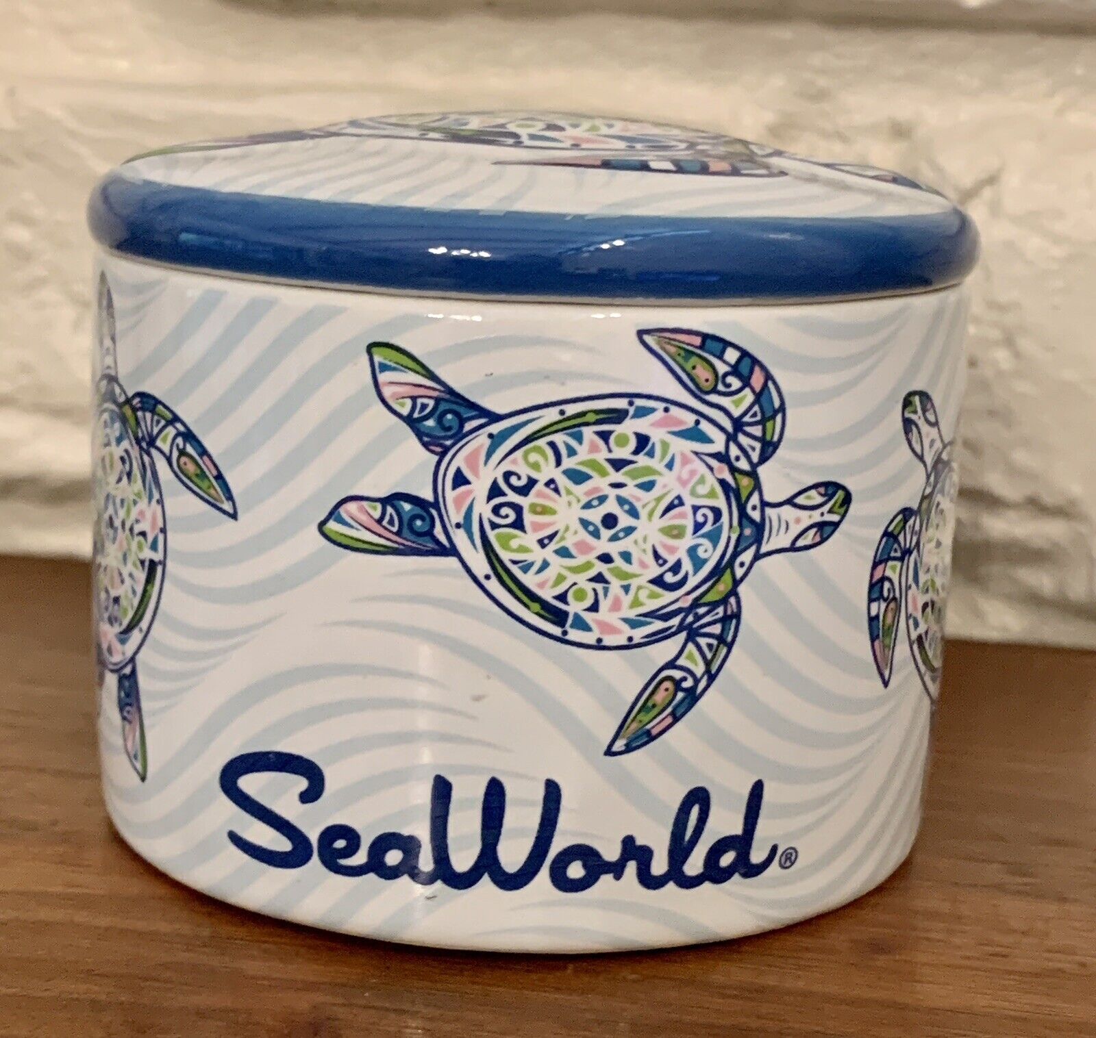 Seaworld Souvenir Trinket Box Sea Turtle 2.5” X 3” Sea World