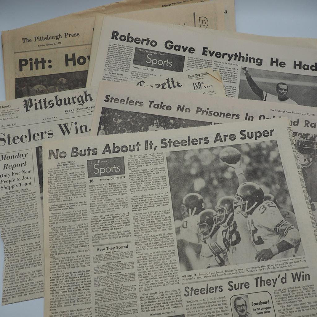 Newspaper Clipping Lot Pittsburgh Press Post Gazette 1970's Sports Clemente etc.