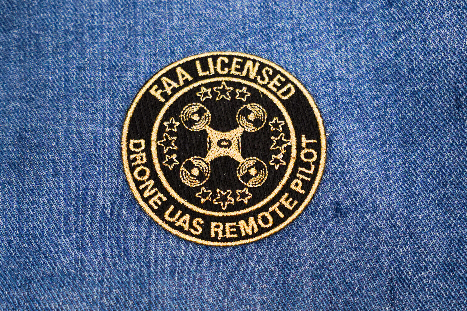 Black & Gold Drone Accessories - FAA Licensed UAS Remote Pilot Iron On Patch