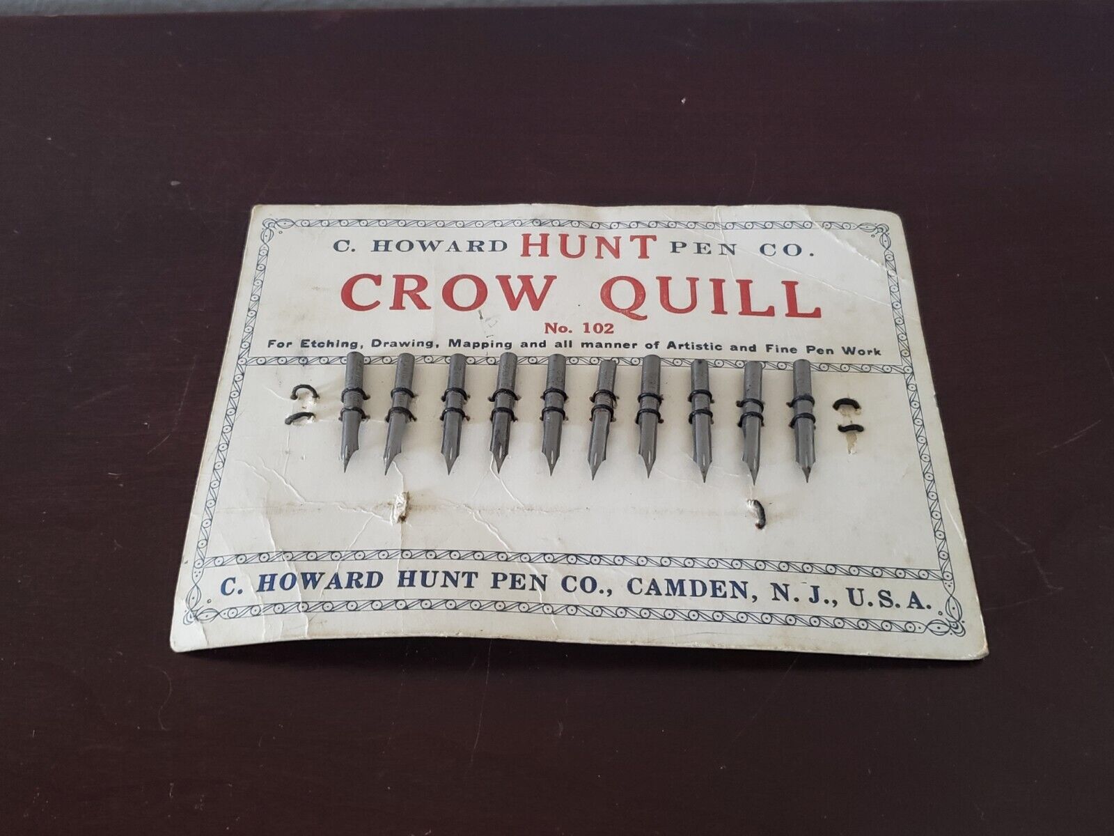 Antique C Howard Hunt Pen Co Crow Quill No. 102