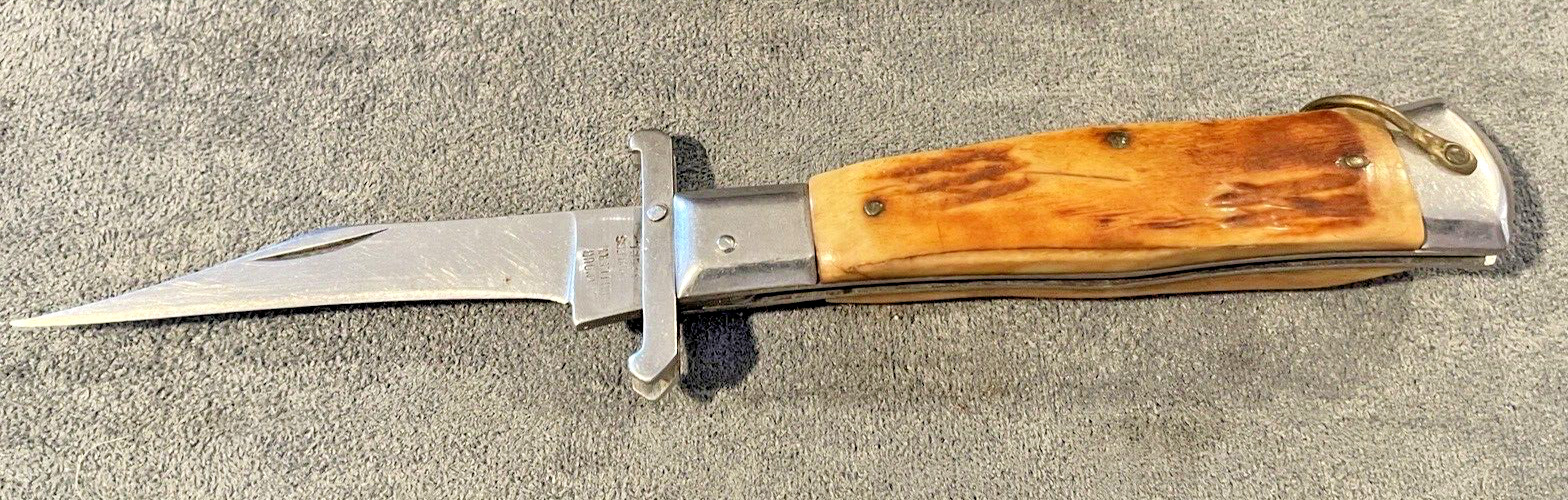 RARE Vintage Seymour Cutlery Made Japan Single Blade Loc Stag Handle--2495.23