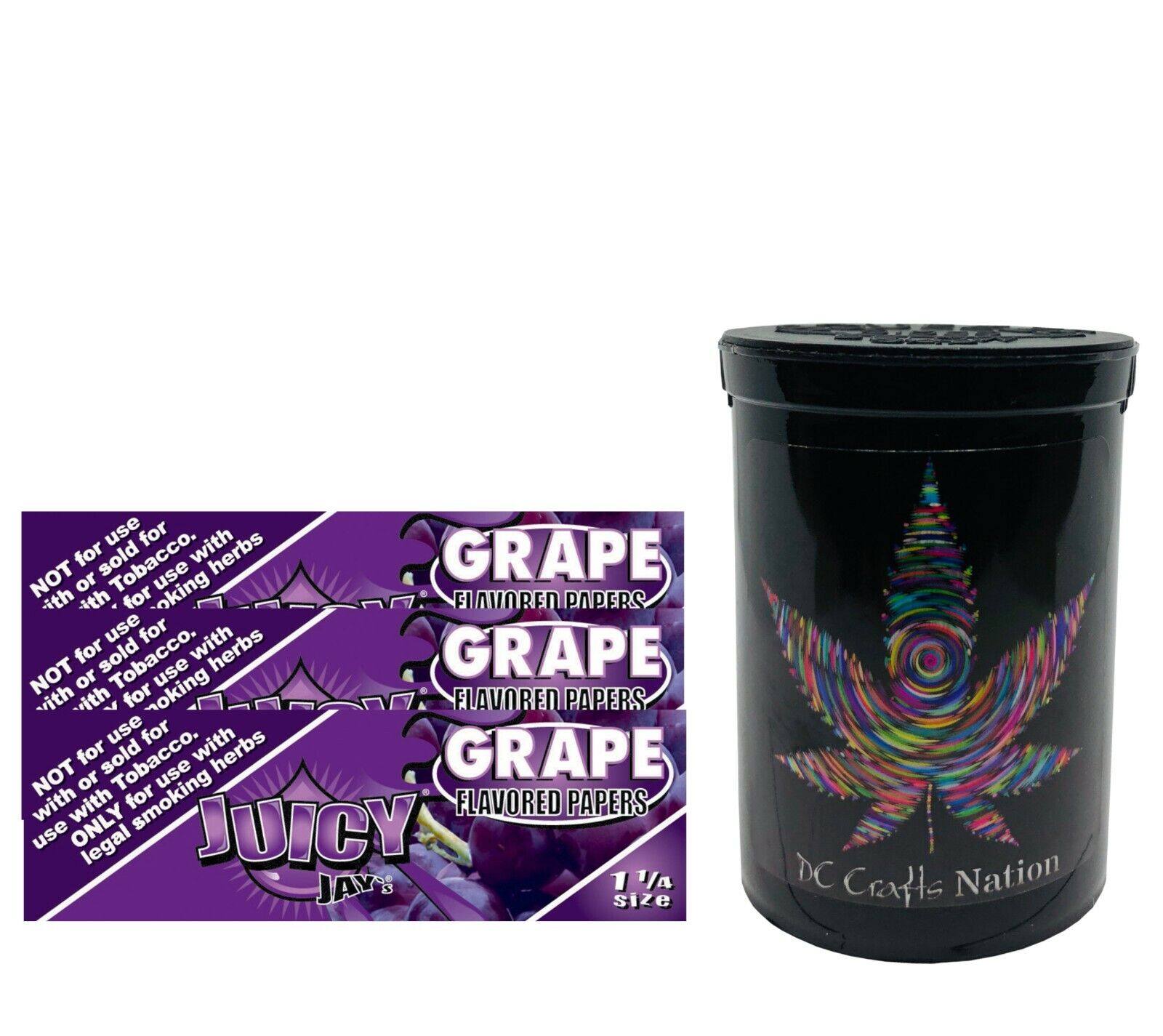 Juicy Jay\'s Grape Rolling Papers 1.25 3 Packs & Child Resistant Fresh Kettle