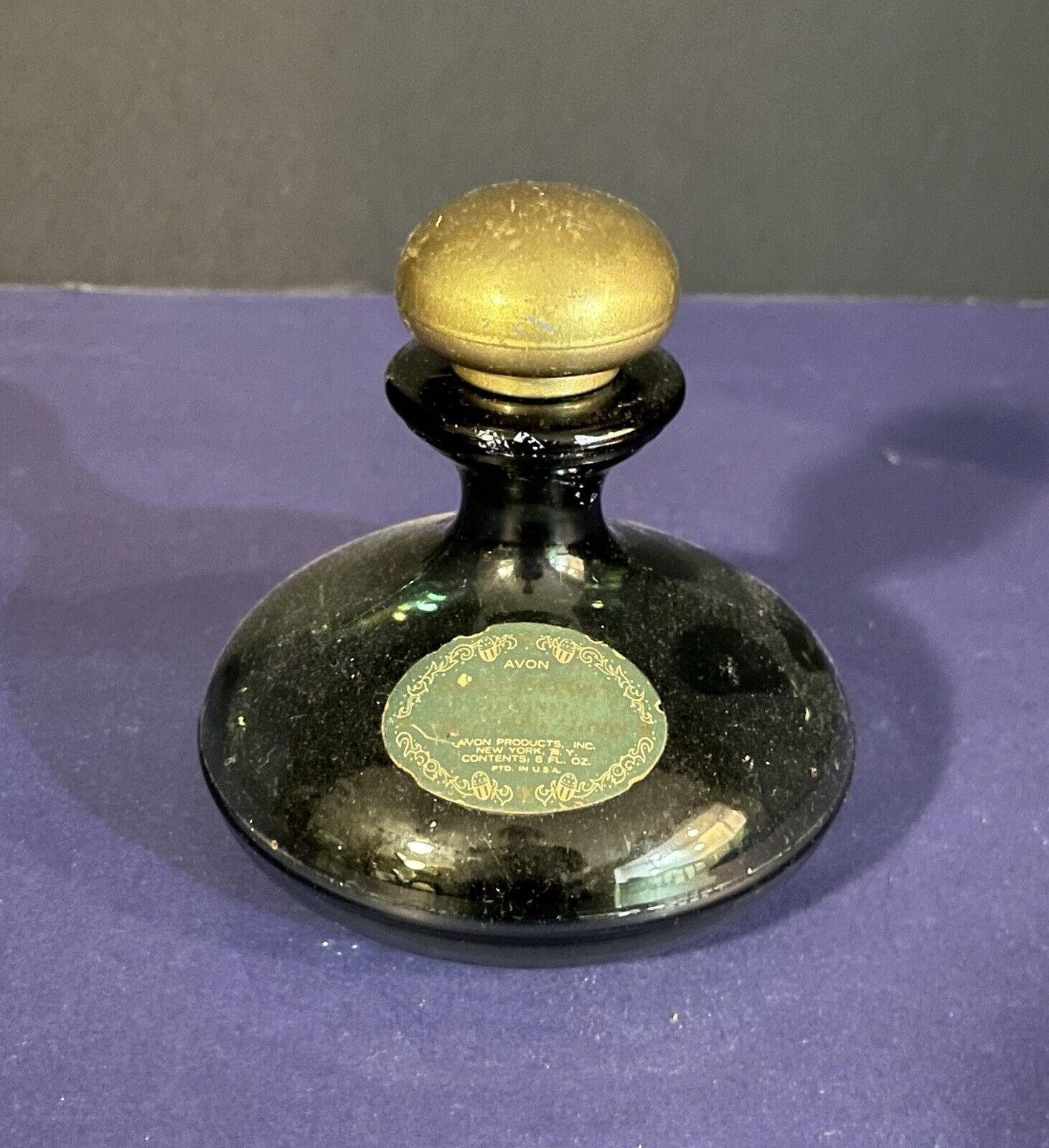 Vintage Avon Captain\'s Choice Pre Shave Green Glass Decanter Bottle Empty