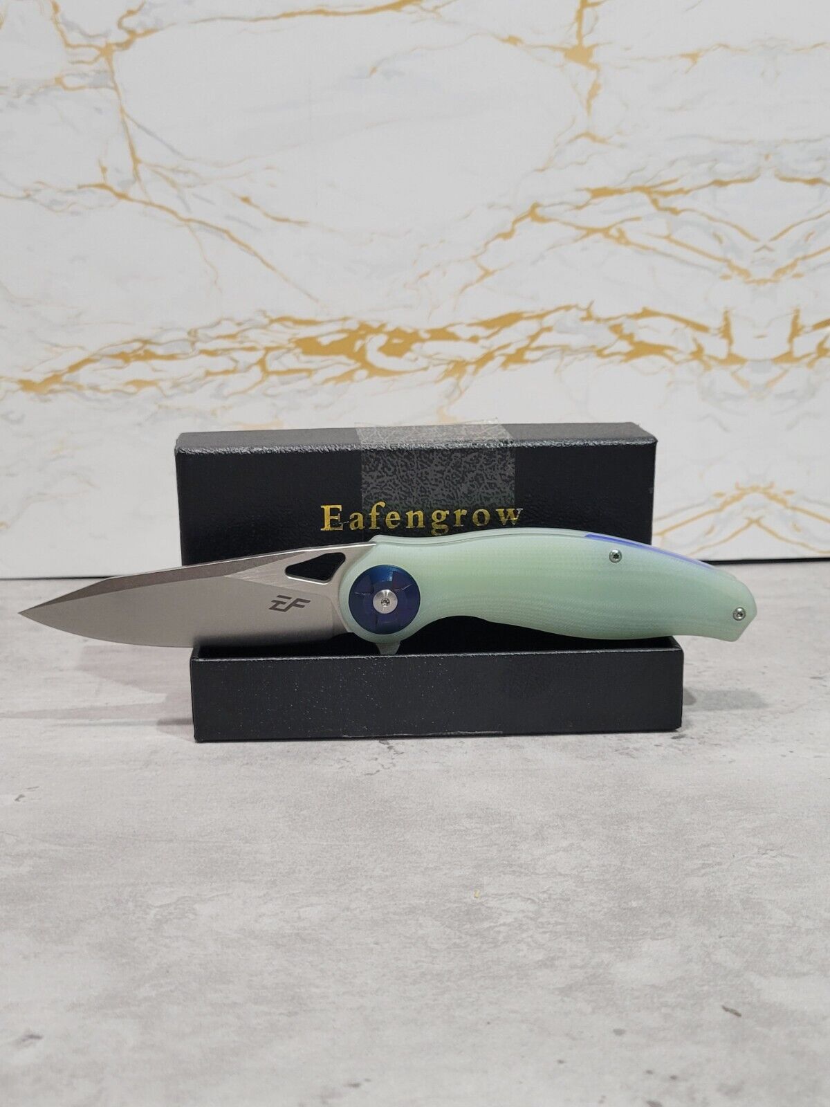 Eafengrow EF76 Pocket Knife Eith G10 Handle Ball Bearing Folding Knife, Jade