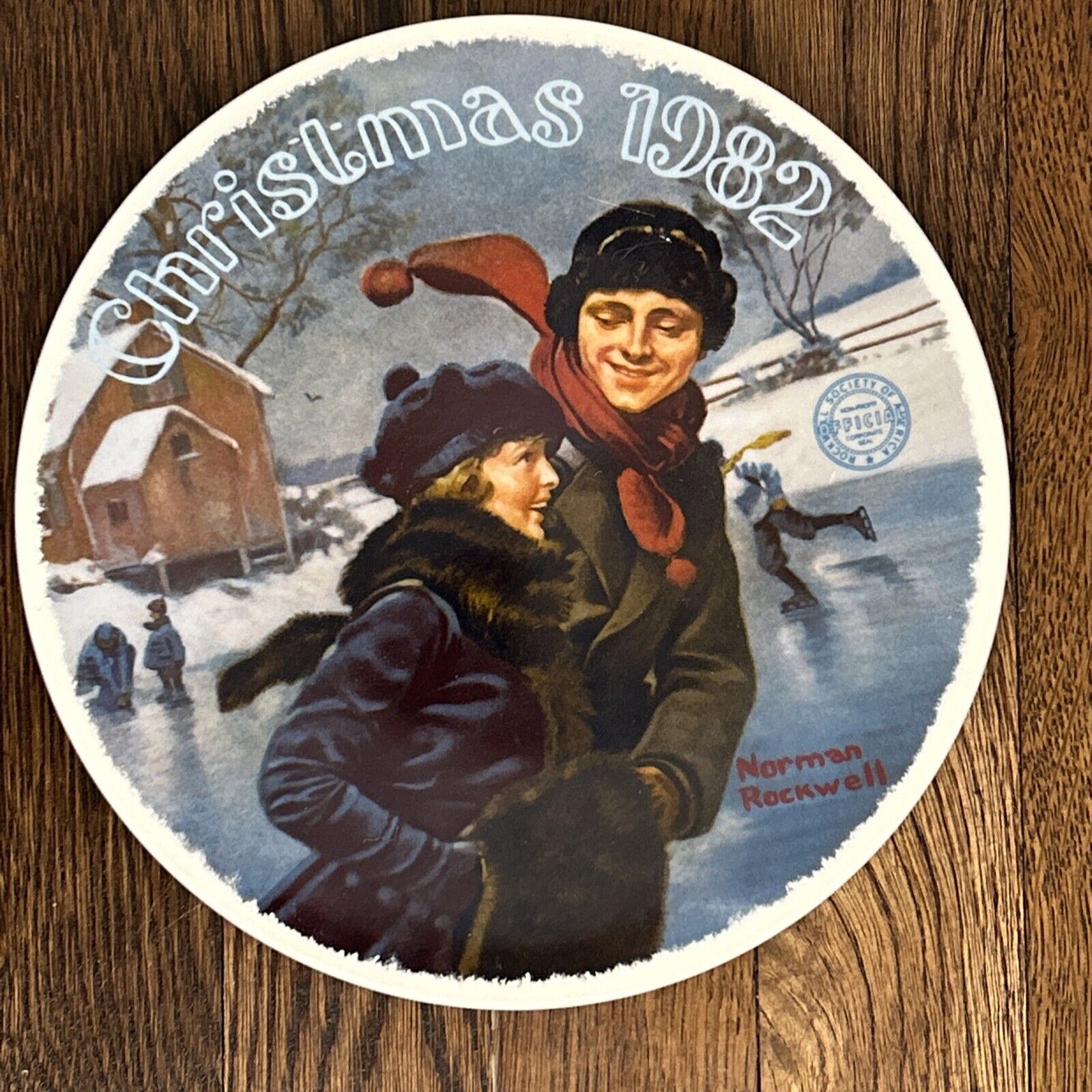 CHRISTMAS COURTSHIP Plate Christmas 1982 Norman Rockwell 9th In Annual Series