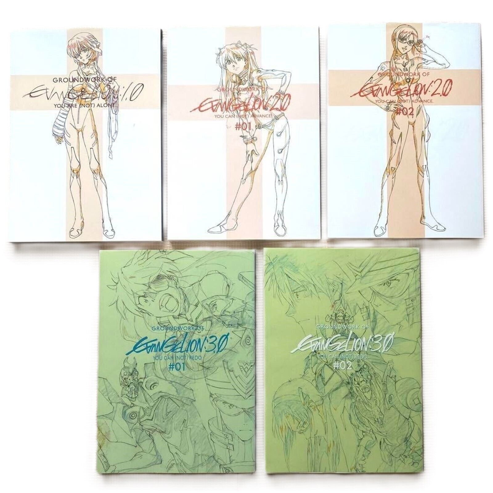 Groundwork of Evangelion 1.0 2.0 3.0 Animation Art Book 5 set EVA Used Japan