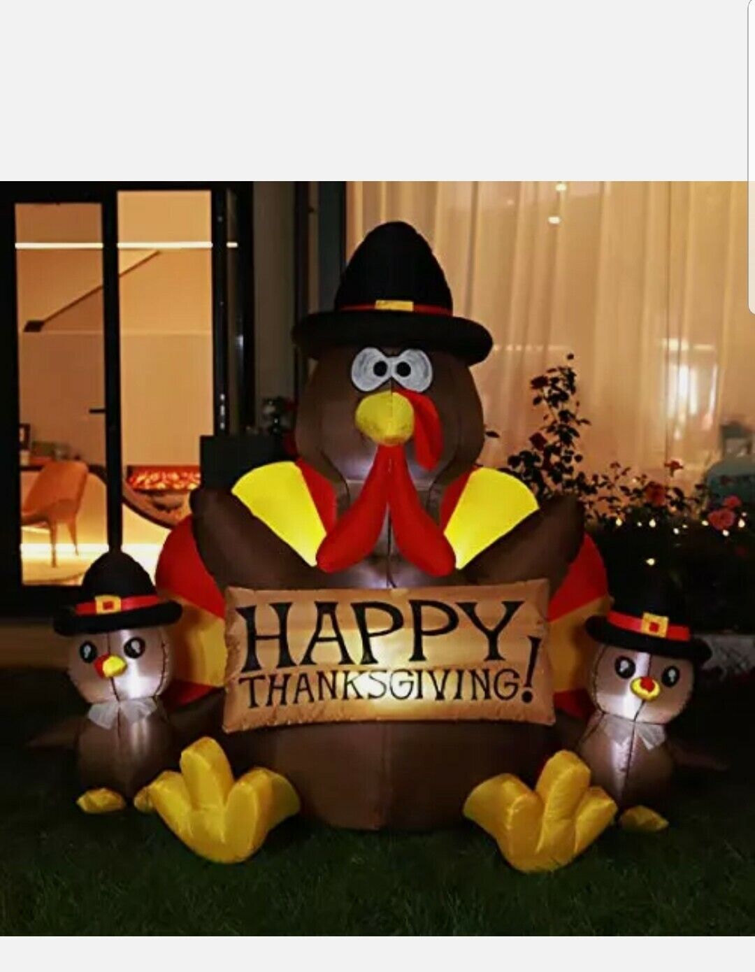 VIVOHOME 6ft Height Happy Thanksgiving Inflatable LED Lighted Turkey Family Blow