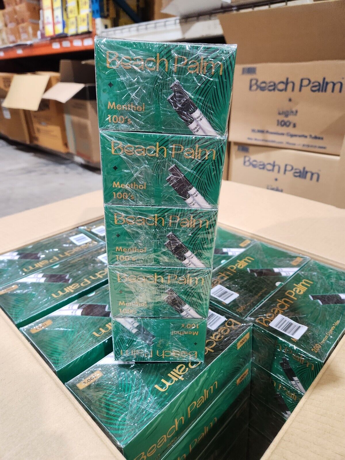200Premium Cigarettes Tubes(50 Boxes In Case)Beach Palm/Menthol(Whole Case)100's