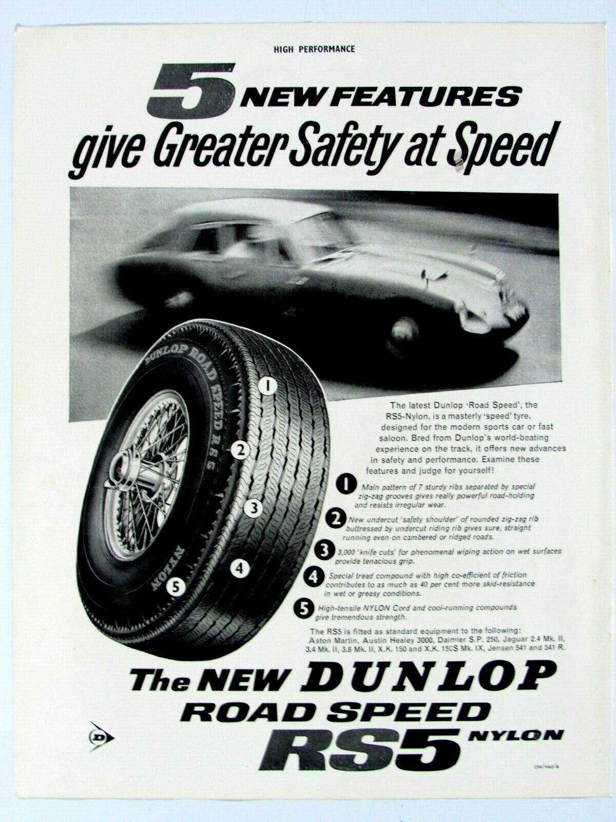 1957 Driving Is Fun Again Jaguar? Dunlap Tire Original Print Ad 8.5  x 11\