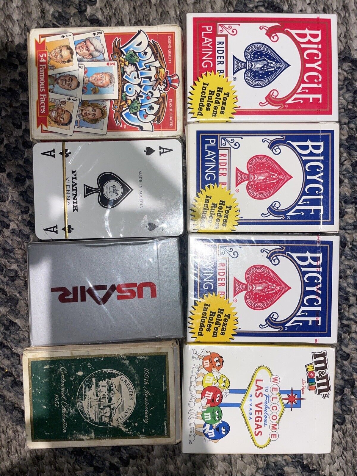 8 Different Kind playing cards Bisicle,m&m,and Many More