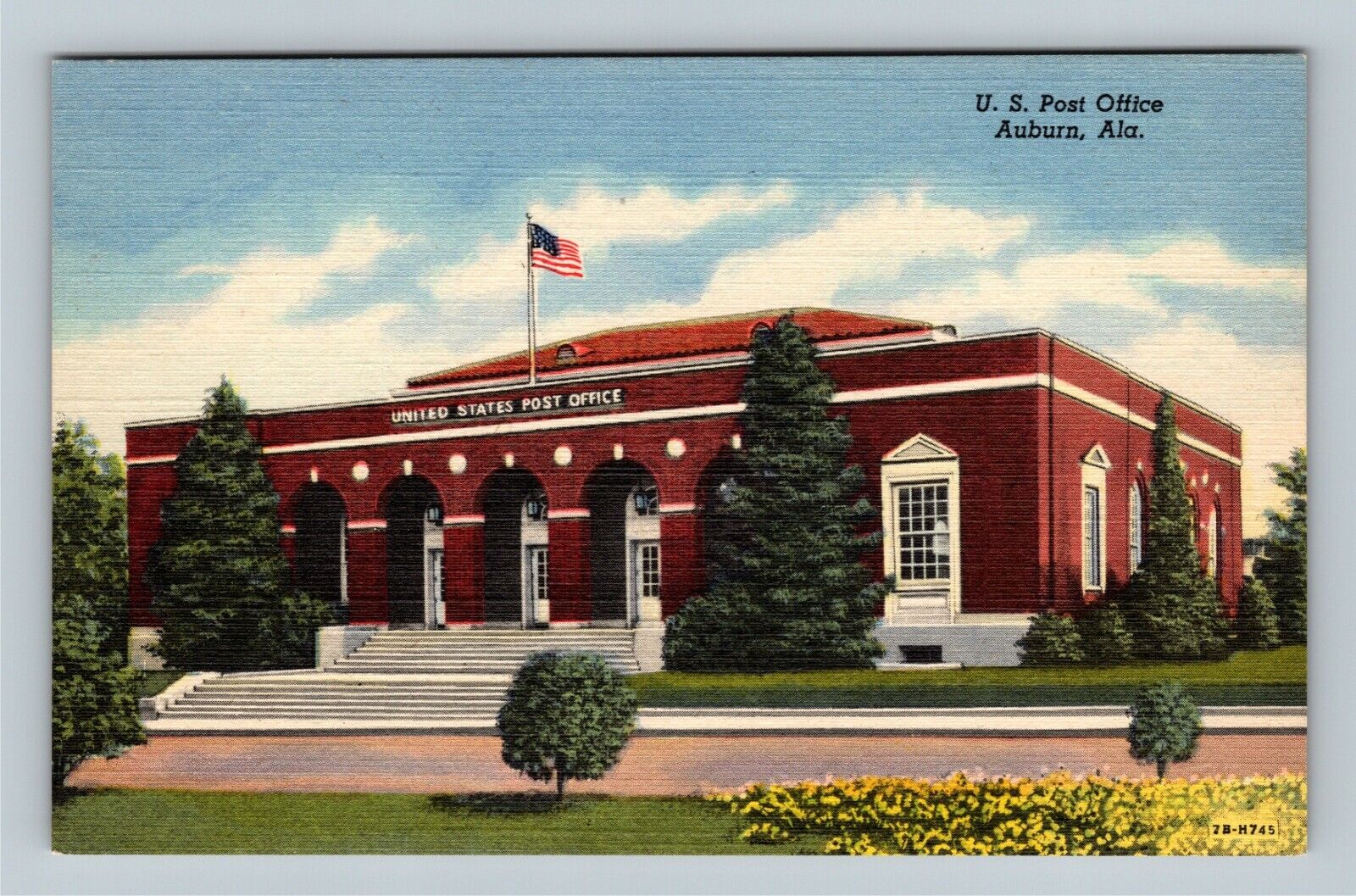 Auburn AL, US. Post Office Building,  c1950 Vintage Postcard