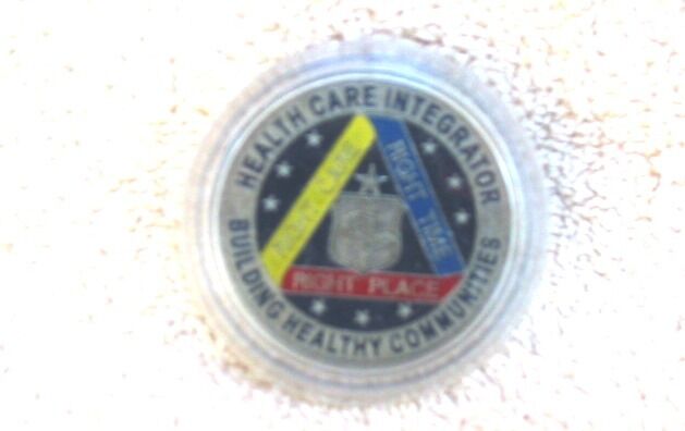 United States Air Force Healthcare Integrator Gold Challenge Coin Plastic Case