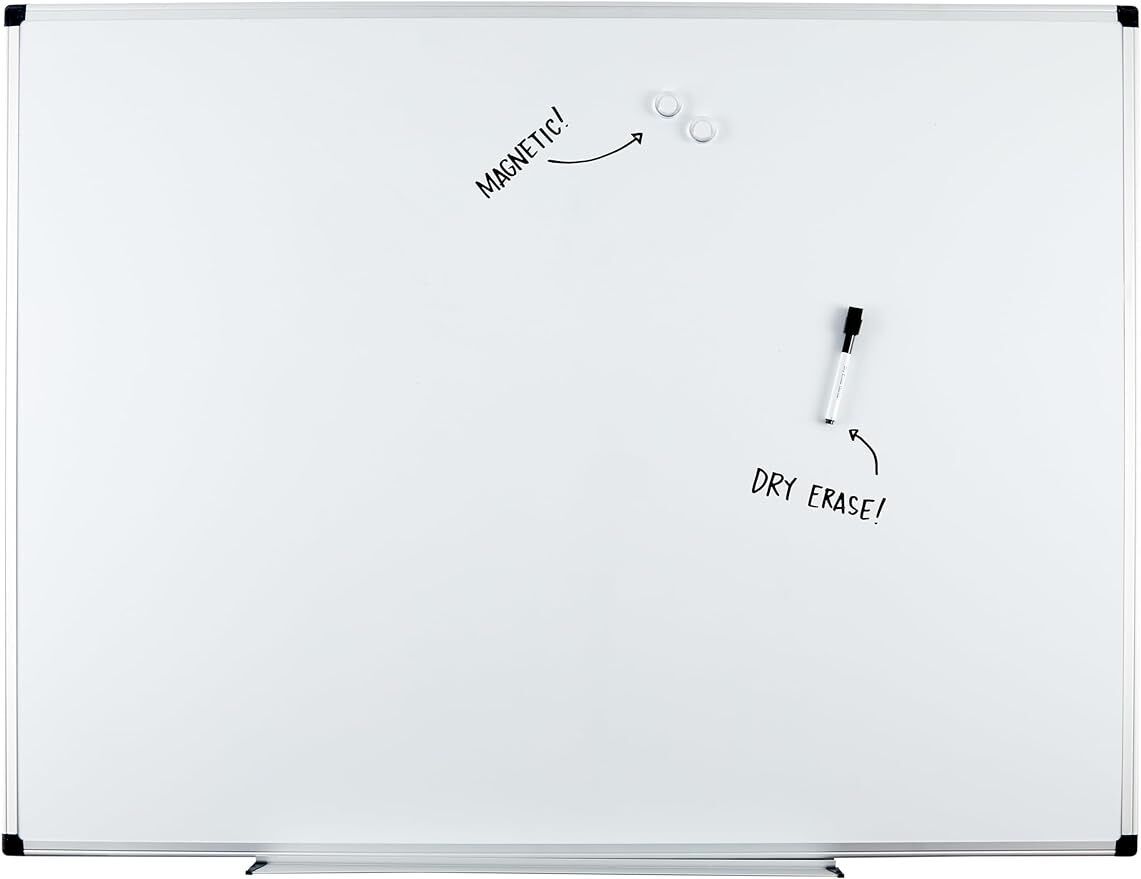 Magnetic Dry Erase White Board, 36 x 48-Inch, Aluminum Frame, Silver/White