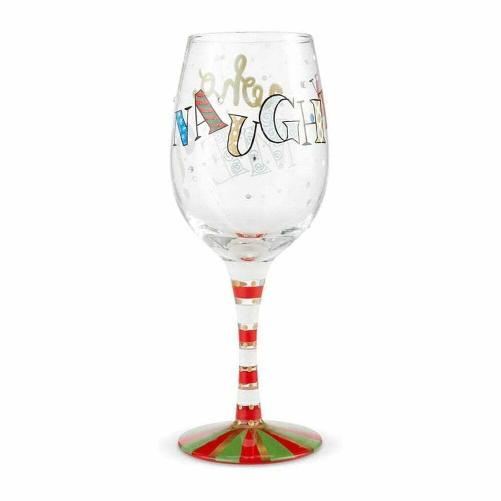 Lolita Naughty... Who Me? Hand Painted Christmas Wine Glass 6004434 New Boxed