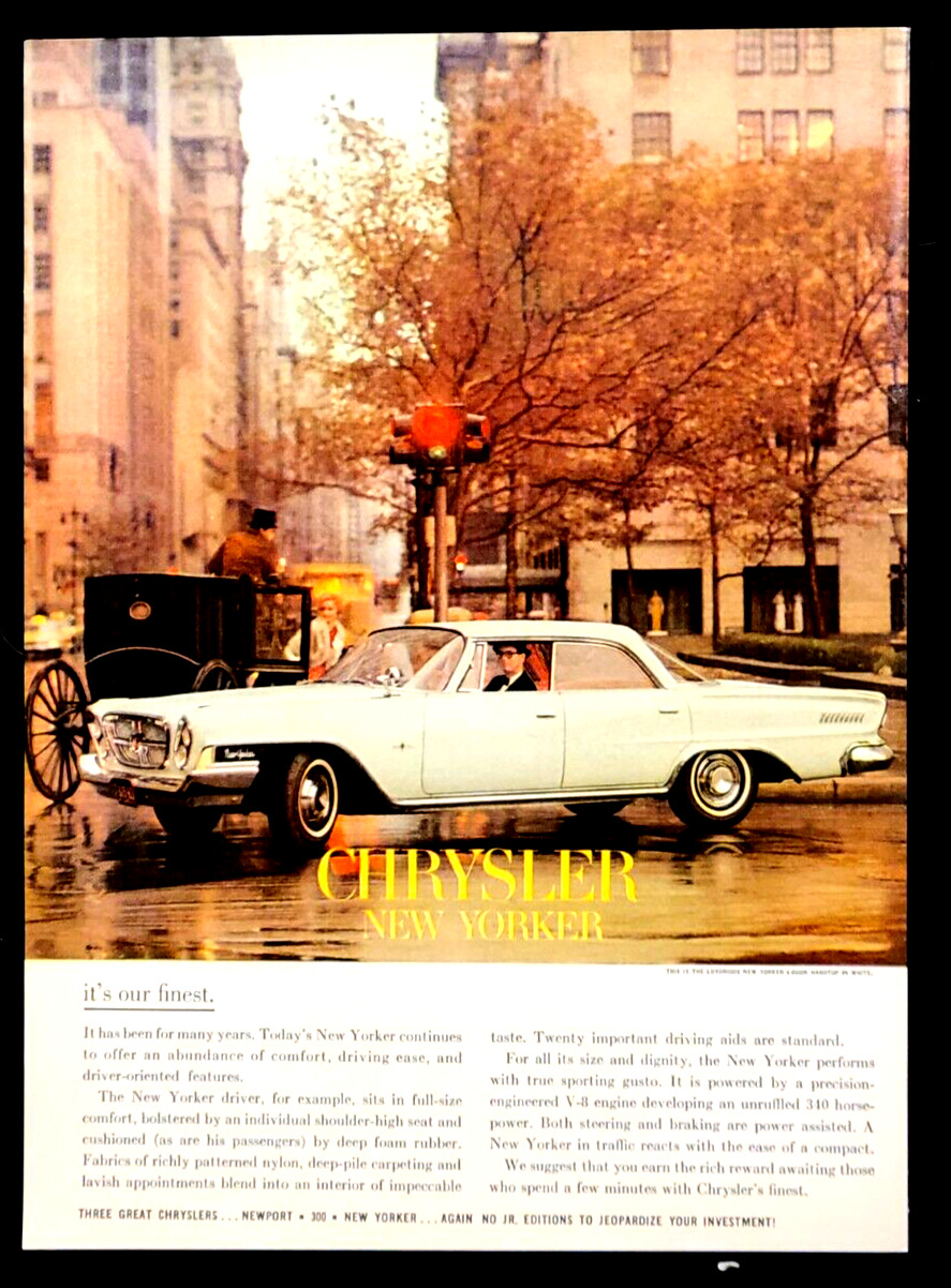 Chrysler New Yorker Original 1962 Vintage Print Ad NYC