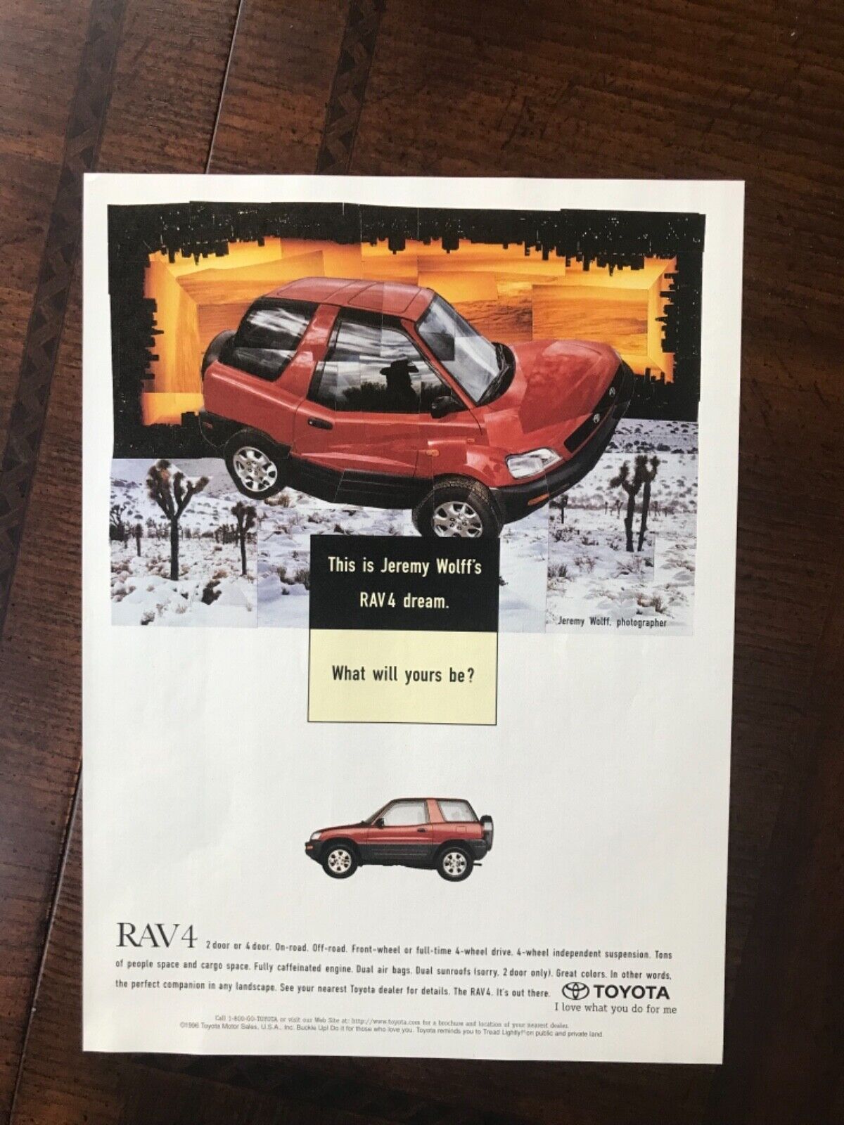 1996 original print ad Toyota Rav 4 Compact Economy Car