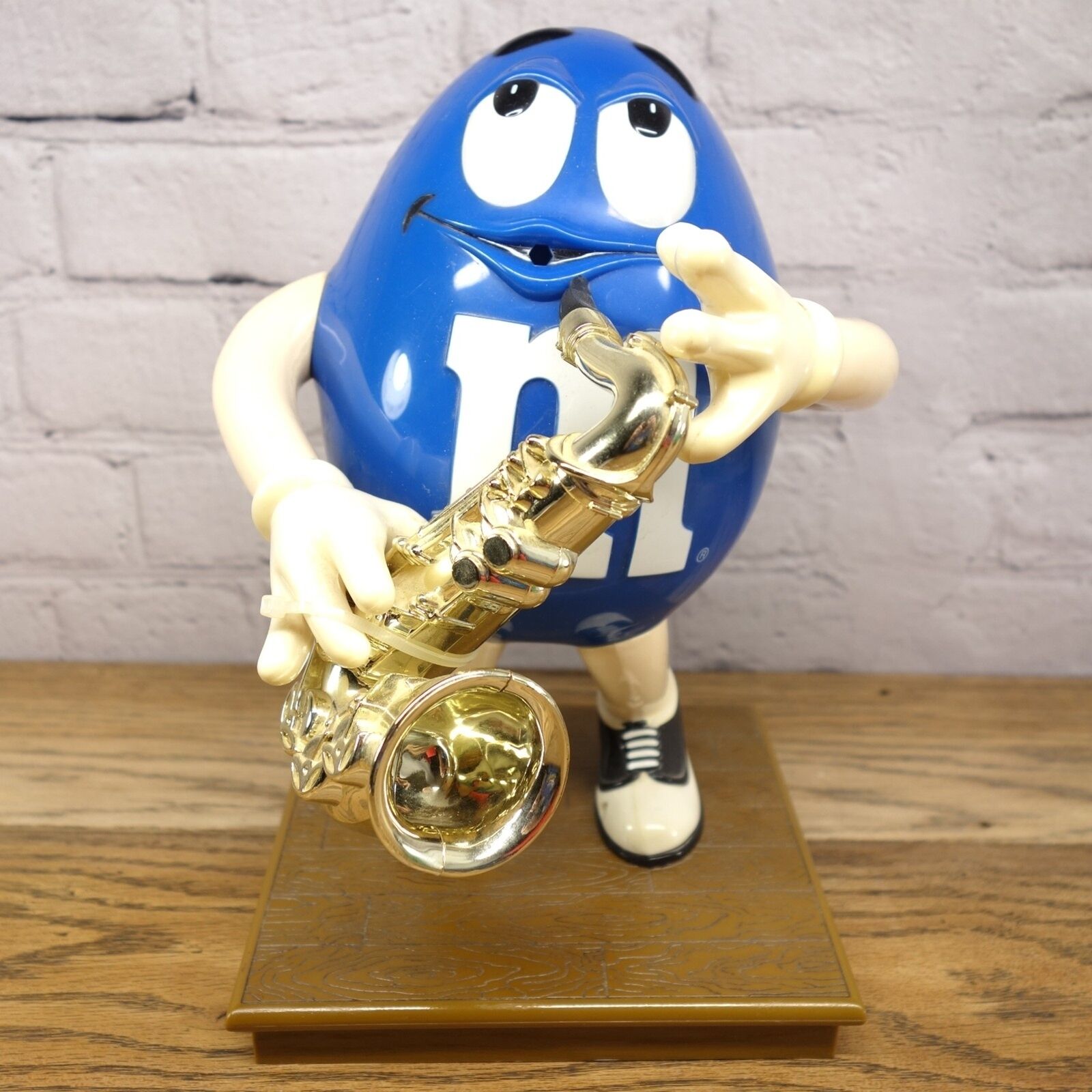 M&M Vintage Blue M And M Playing Saxophone Official Candy Dispenser 
