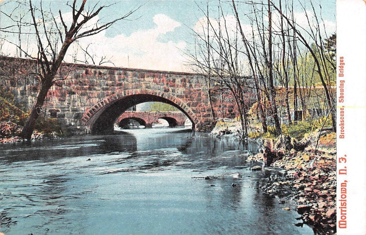 MORRISTOWN, NJ New Jersey  BROOK SCENE~BRIDGE THRU BRIDGE  c1900's UDB Postcard