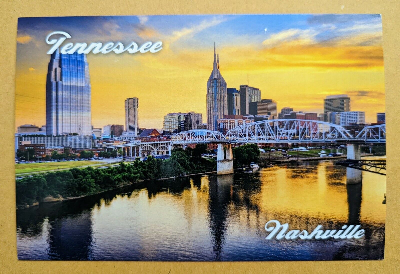Postcard TN: Downtown, Pedestrian Bridge, Nashville, Tennessee 