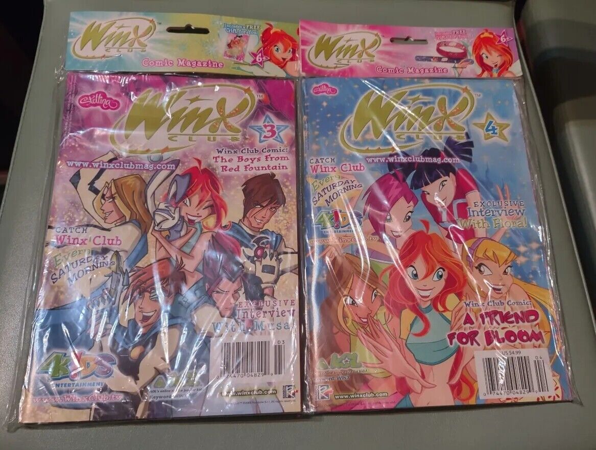 RARE 2005 WINX CLUB COMIC MAGAZINES ISSUES #3 & #4 SEALED NOS WITH COLLECTIBLES 