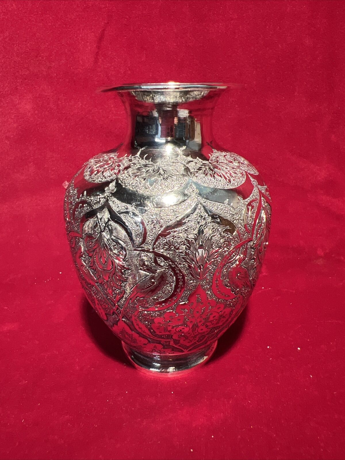 Vintage Silver Hallmarked Persian Vase 4” Tall ()