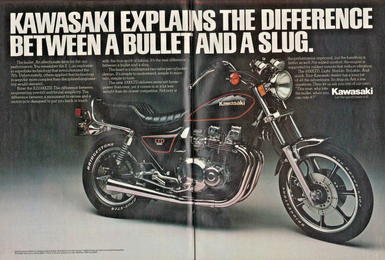 1981 Kawasaki KZ1000LTD - 2-Page Vintage Motorcycle Ad