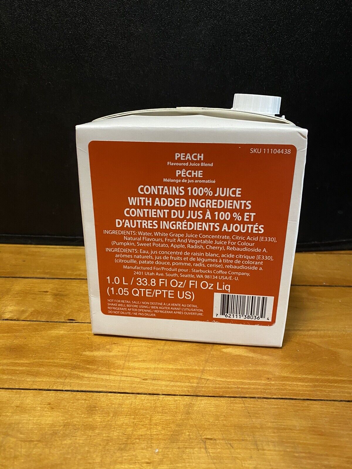Starbucks Peach Flavored Juice Infusion 1 Liter Sealed Carton 