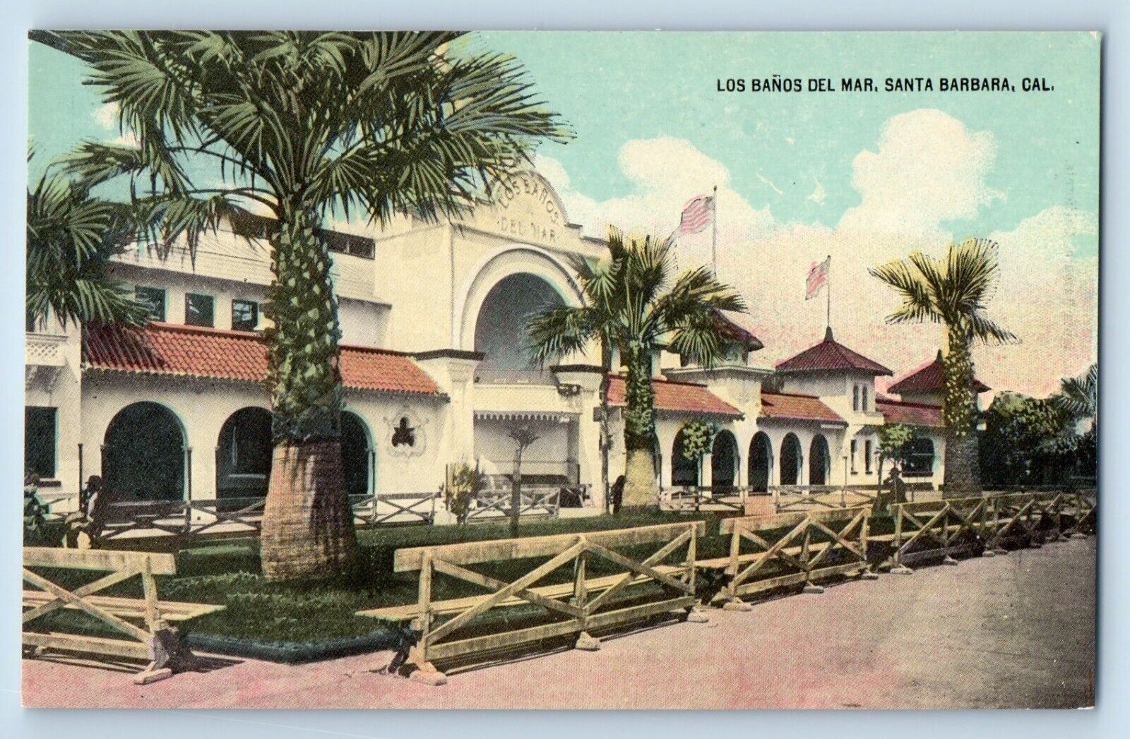 Santa Barbara California Postcard Los Banos Del Mar Road c1910 Vintage Antique