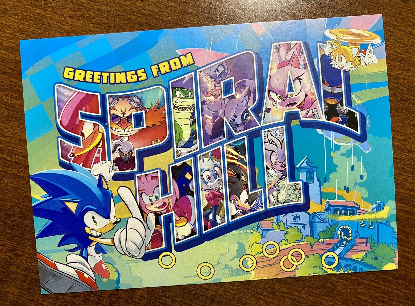 Sonic The Hedgehog Spiral Hill Real Postcard IDW SDCC Comic Con Exclusive Card