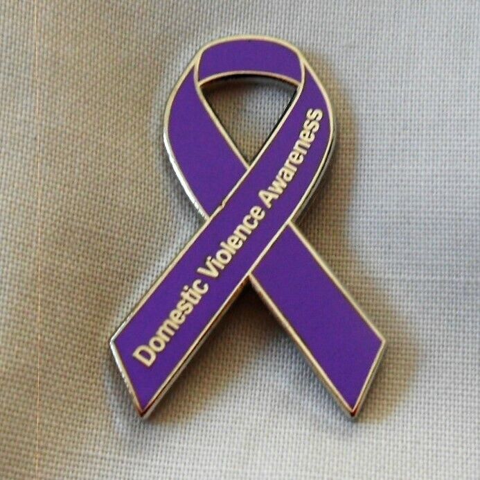 *NEW* Domestic Violence Purple Awareness ribbon enamel badge / brooch. Charity.