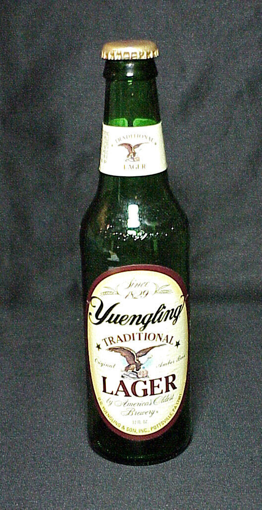 YUENGLING TRADITIONAL LAGER BEER 12 OZ GREEN GLASS BOTTLE EMPTY AMERICA\'S OLDEST
