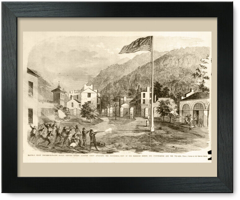 Framed Print: Harper\'s Ferry Insurrection, The Battle Ground, 1859