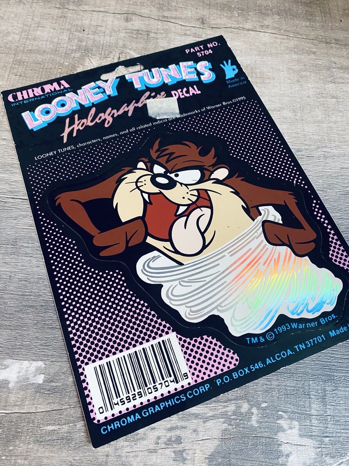 1993 Chroma Holographic Looney Tunes Decal Taz Rare Vintage 