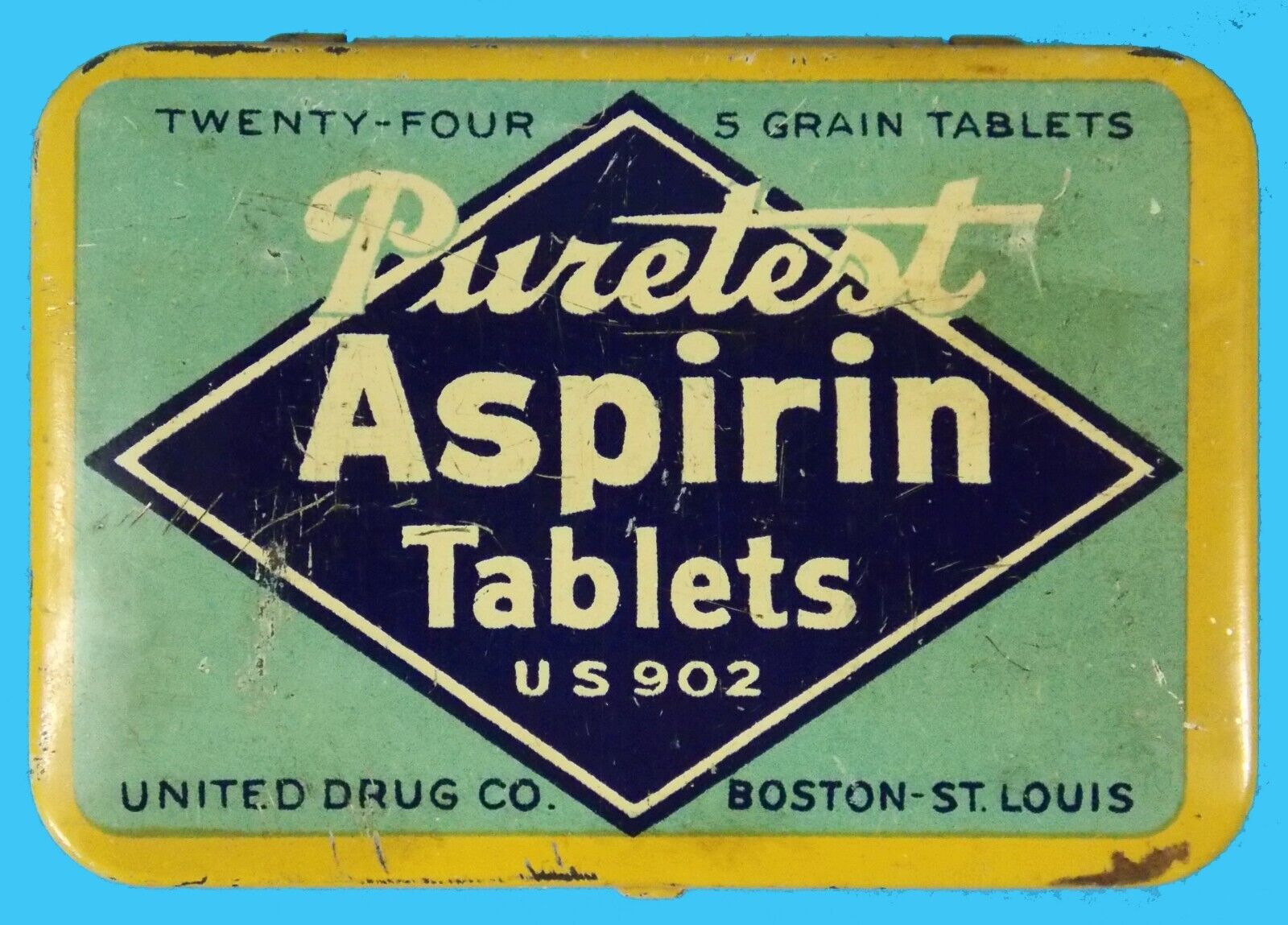 Vintage Puretest Rexall Aspirin Pocket Medicine Tin Nice Condition