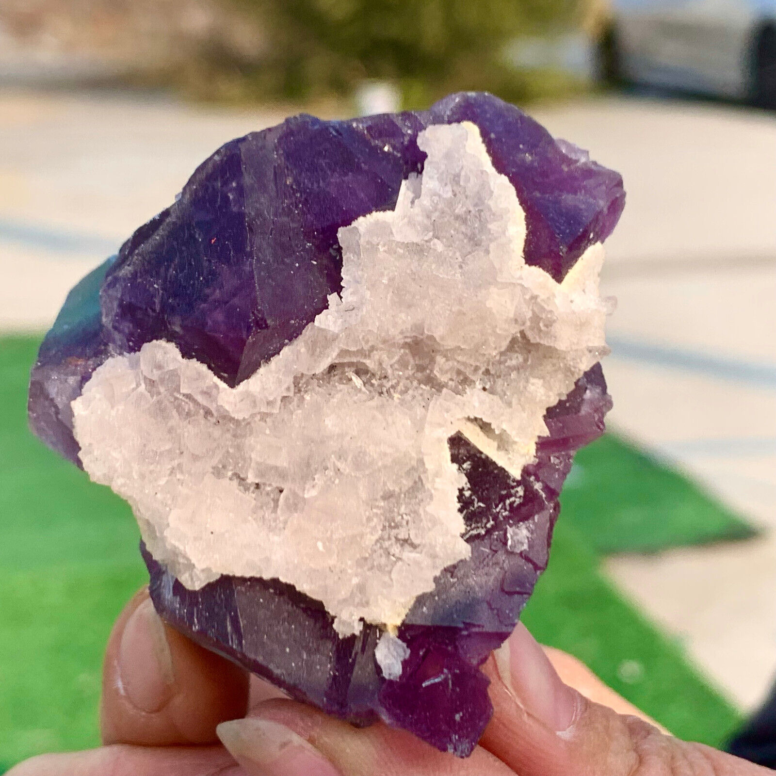 122G Rare transparent purple cubic fluorite mineral crystal sample/China
