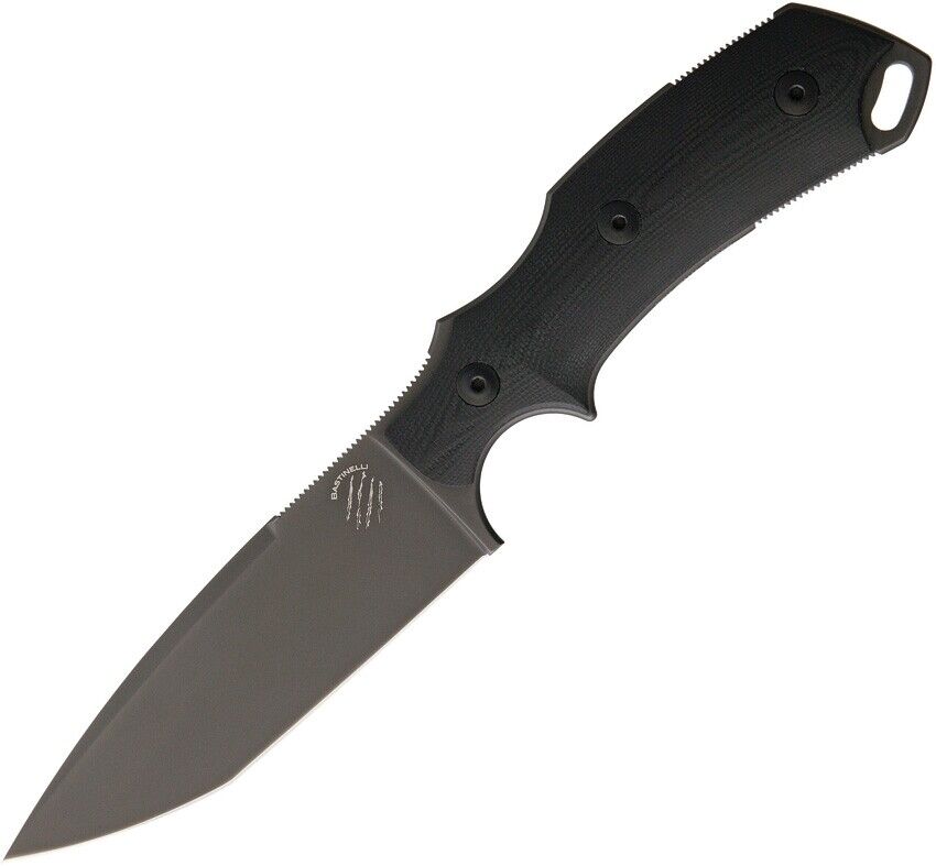 Bastinelli Creations BAS04V2 RED V2 Fixed Blade Knife Black  + Sheath