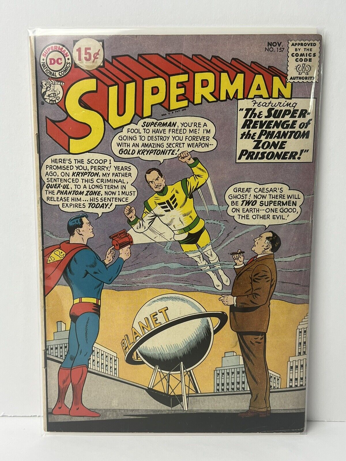 Superman #157 DC Comics 1962 Silver Age Boarded, Color