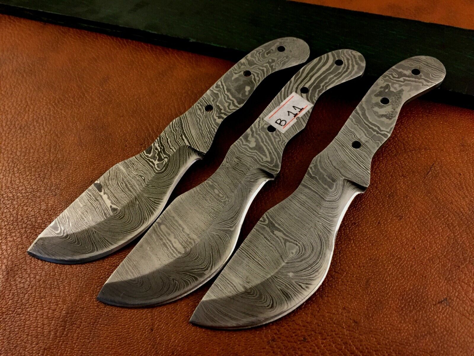 Lot of 3x Handmade Damascus Steel Blank Blades-Mini Tracker- Knife Making-B11