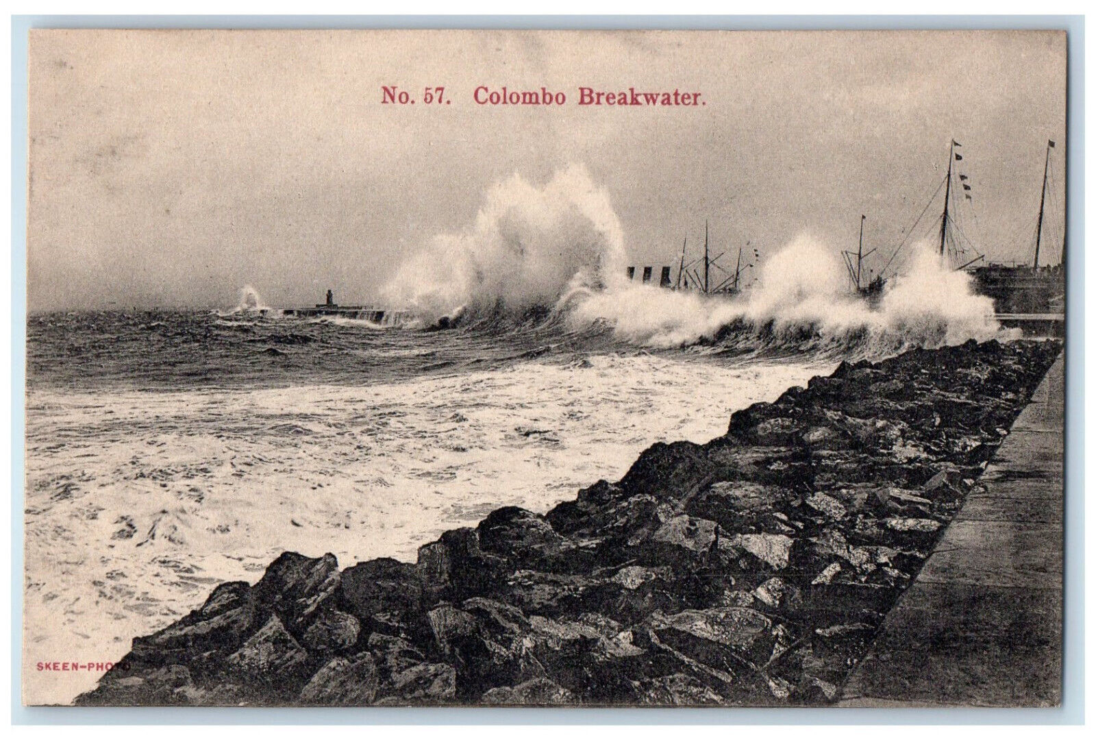 c1910 Sea Waves Colombo Breakwater Ceylon/Sri Lanka Unposted Postcard