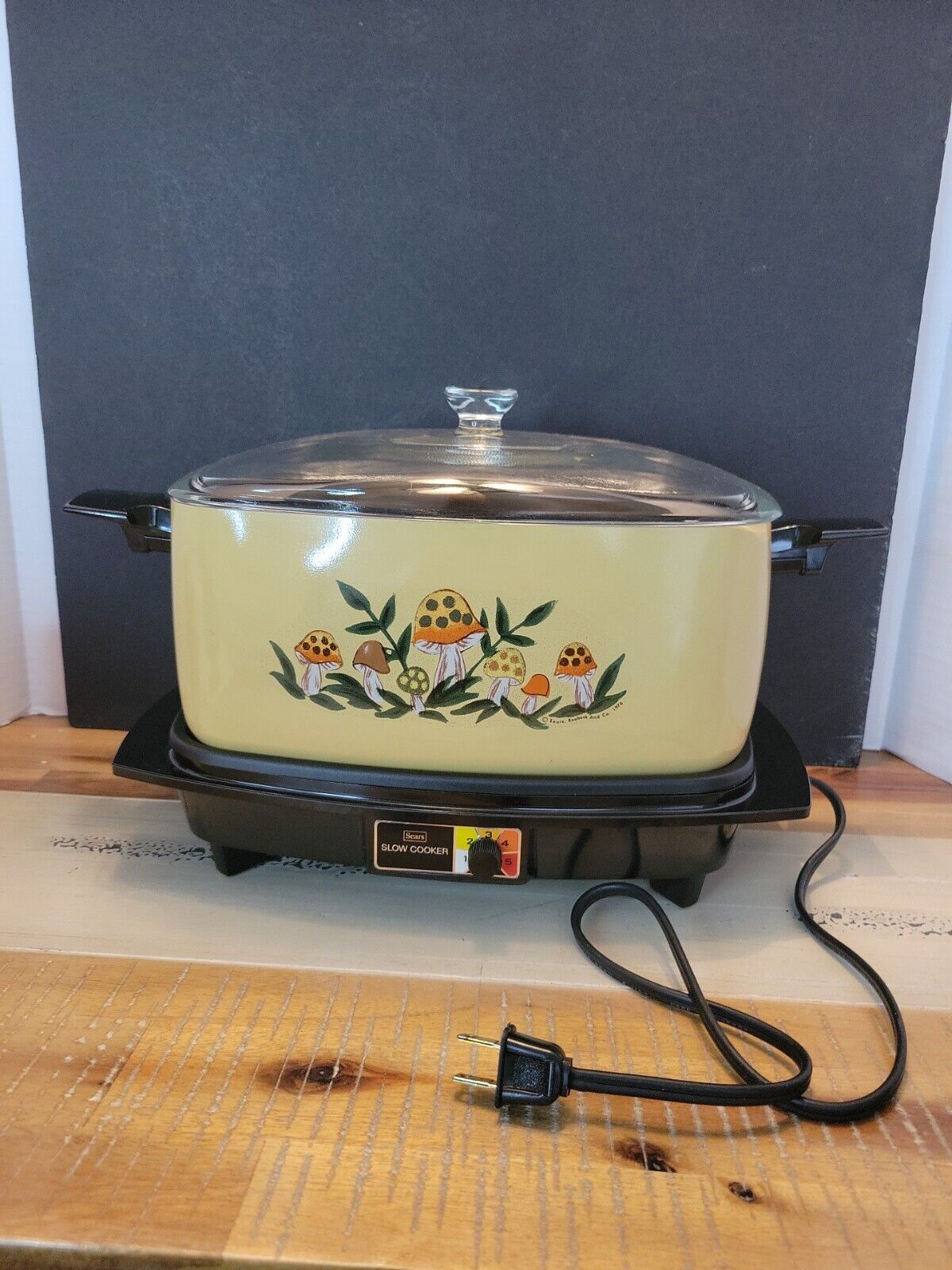 Vintage 1976 Sears Merry Mushroom Slow Cooker Griddle Roaster Crock Pot NOS