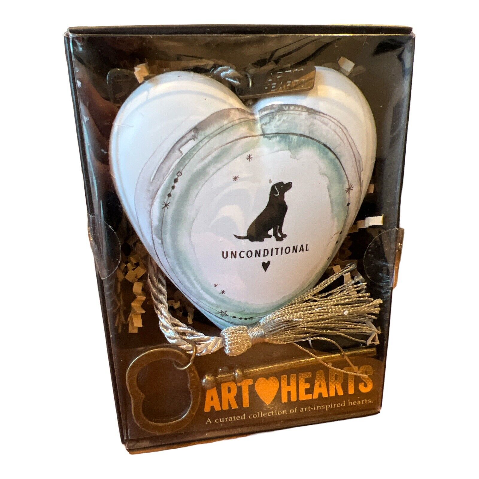 Demdaco Art Hearts Unconditional Dog Lover with Key White New in Box